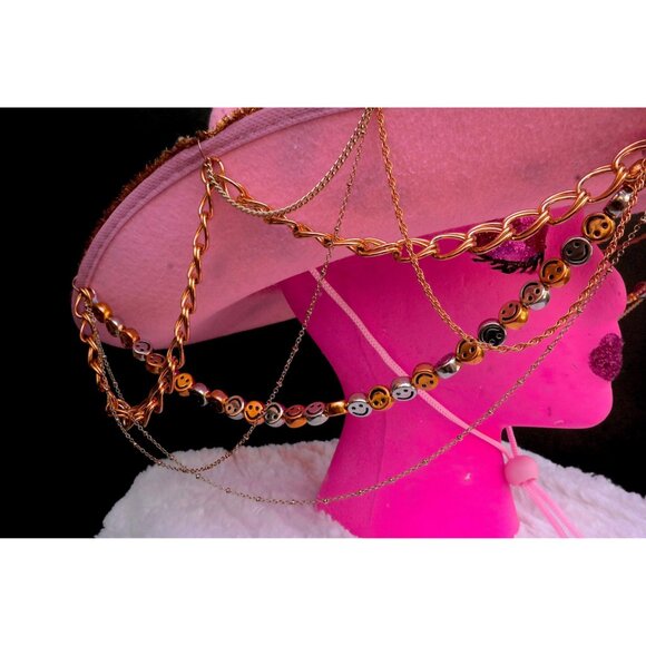 Pink Gold Leaf Cowgirl Hat